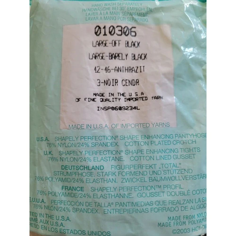 Lot of 2 Vintage Silkies Large Simply Perfection Pantyhose NIP Off Black 10306